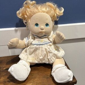 Vintage My Child Girl Doll Blonde Hair & Aqua Blue Eyes piggytail Hair 1985